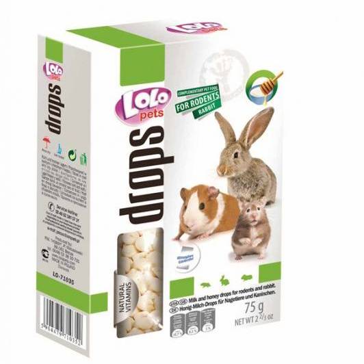 LoLo Pets дропсы для грызунов и кроликов 75г медово-молочные