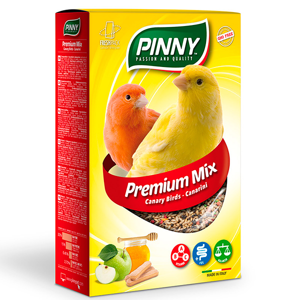 PINNY Premium Mix Полнорационный корм для канареек 0,8кг с фруктами, бисквитом и витаминами