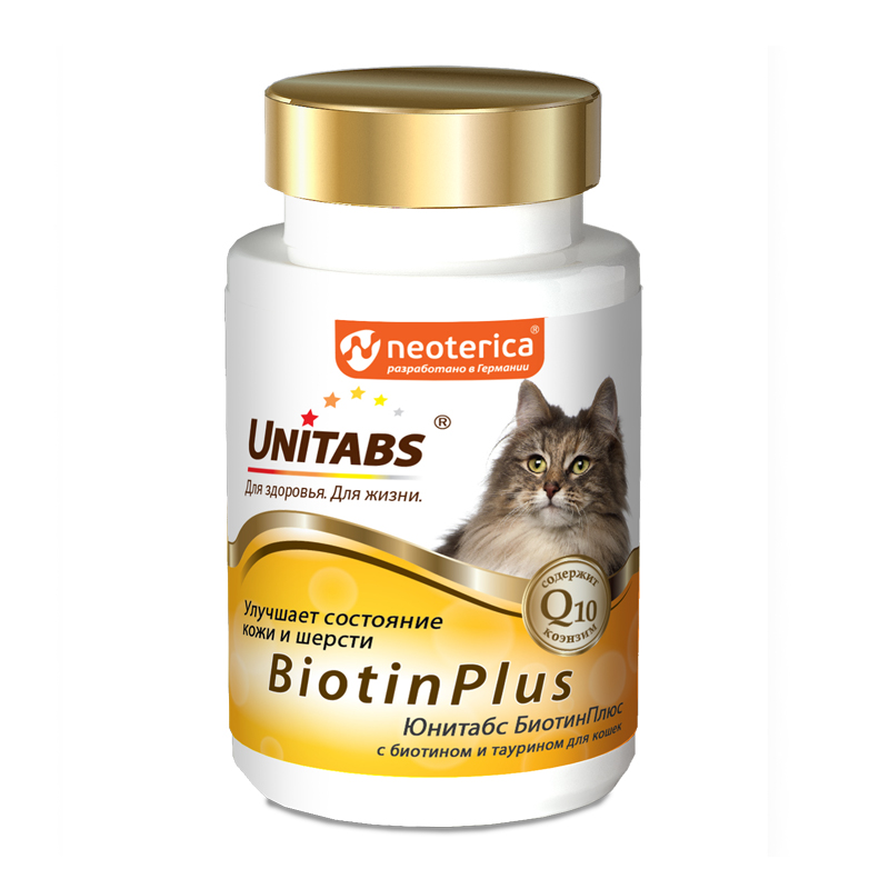Unitabs BiotinPlus c Биотином и Таурином для кошек U301