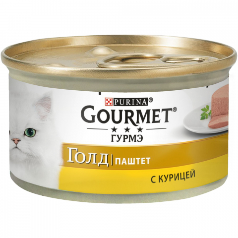 Влажный корм Gourmet® Гурмэ Голд Паштет для кошек с курицей, Банка, 85 г