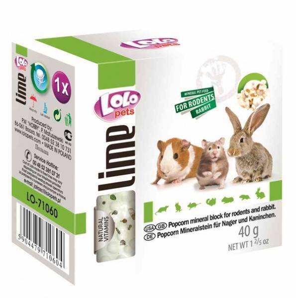 LoLo Pets минеральный камень для грызунов и кроликов 40г попкорн