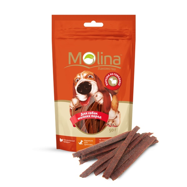 MOLINA Лакомство для собак мелких пород Нарезка из говядины, 50 г