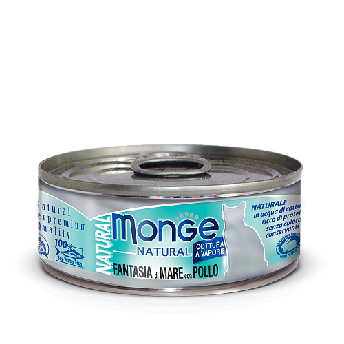 Monge Cat Natural консервы для кошек морепродукты с курицей 80г