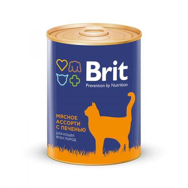 BRIT Premium консервы для кошек 340г Мясное ассорти с печенью