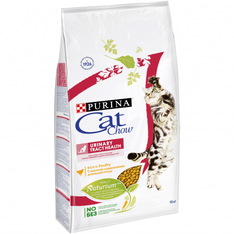 Сухой корм Cat Chow для взрослых кошек обеспечивает здоровье мочевыводящих путей, Пакет, 15 кг