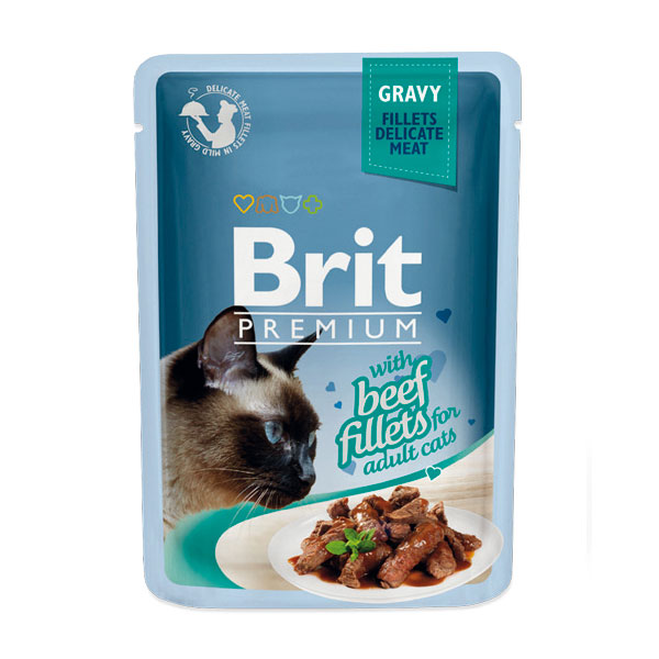 BRIT Premium влажный для кошек 85г Говядина в соусе