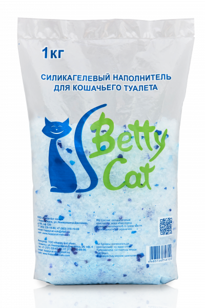 Betty Cat наполнитель  для кошачьего туалета силикагель Нейтральный 2,2л/1кг (кристаллы)
