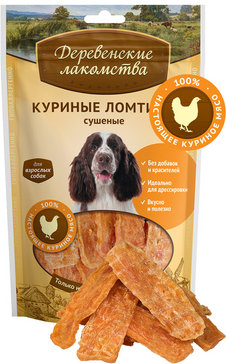 Деревенские лакомства для собак Куриные ломтики сушеные 90г
