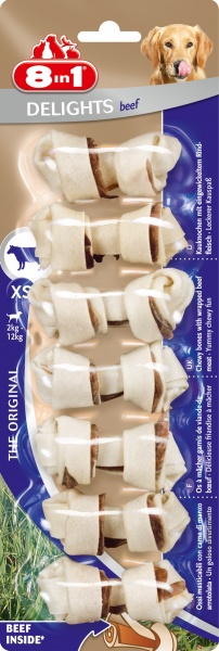 8 in 1 Beef Delights Bones XS 7.5см (7шт) жевательные косточки говядина 108733