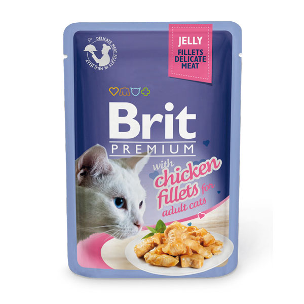 BRIT Premium влажный  для кошек 85г Курица в желе