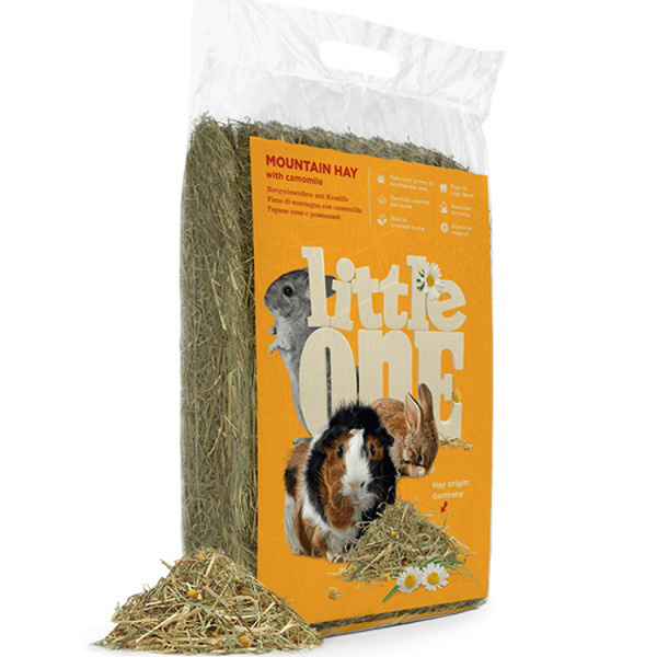 Горное сено Little One с ромашкой, для кроликов, шиншилл, морских свинок, хомяков, дегу и хорьков 400г