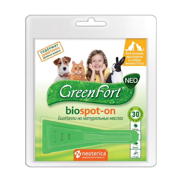 ГринФорт BIO Капли репелентные для кошек,кроликов,собак до 10кг