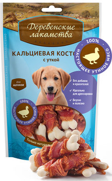 Деревенские лакомства для щенков Кальциевая косточка с уткой 90г