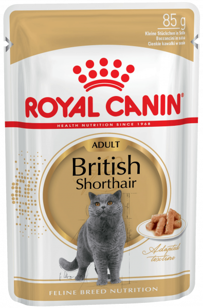 Royal Canin BRITISH SHORTHAIR ADULT. Корм для кошек Британской короткошерстной породы старше 12 месяцев, 85 г (в соусе)