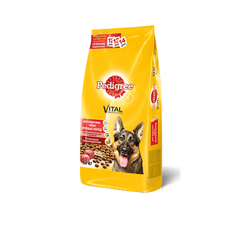 PEDIGREE® для взрослых собак крупных пород, полнорационный корм с говядиной 13 кг