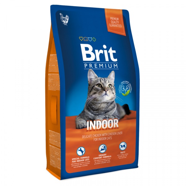 BRIT Premium Cat Indor для кошек домашнего содержания Курица/Печень 800г