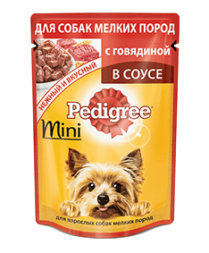 PEDIGREE® для взрослых собак мелких пород с говядиной в соусе 85г 