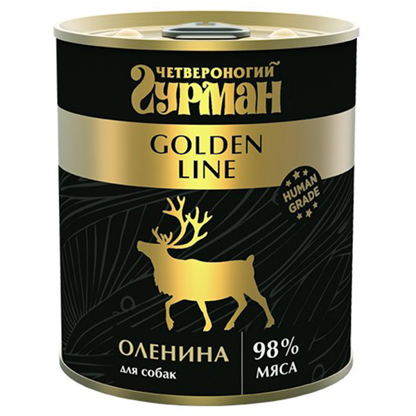 Четвероногий Гурман Корм консервированный для собак Golden Оленина в желе, 340 г