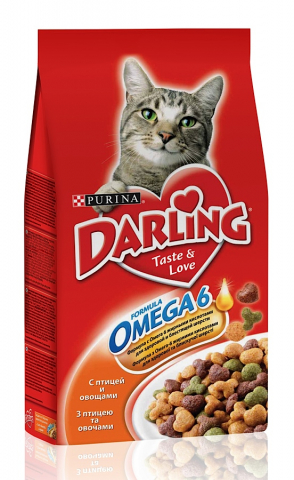 Сухой корм Darling для кошек с птицей и овощами, Пакет, 2 кг