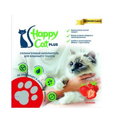 Happy Cat plus Гигиенический наполнитель  для кошачьего туалета, силикагель Клубника 3,8л/1,7 кг