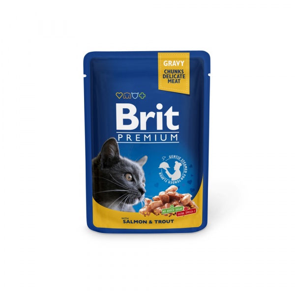 BRIT Premium влажный для кошек 100г Лосось и форель