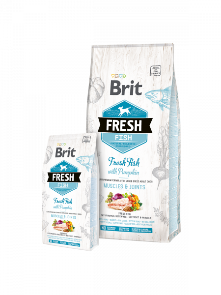 BRIT FRESH для собак крупных пород Рыба/тыква 12 кг