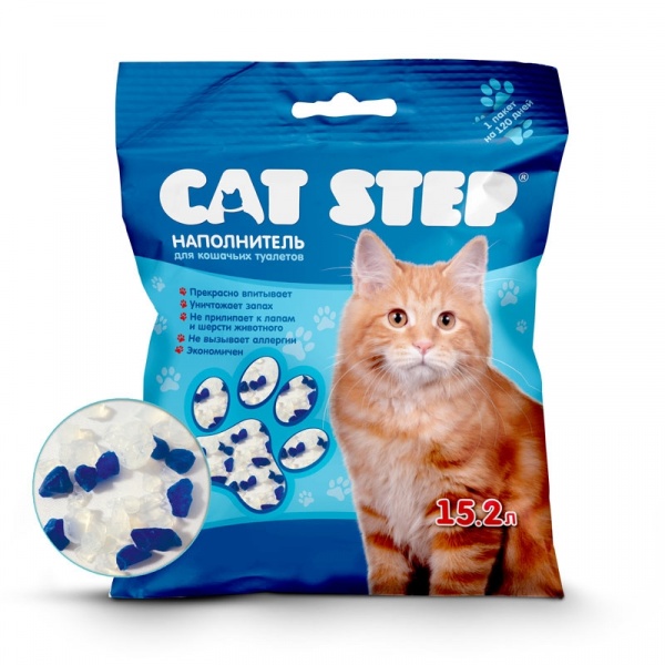 Наполнитель для кошачьих туалетов Cat Step 15,2л, силикагелевый впитывающий