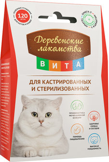 Деревенские лакомства ВИТА для кастрированных и стерилизованных кошек 120таб