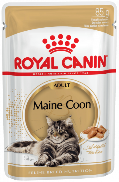 Royal Canin MAINE COON ADULT. Корм для кошек породы Мейн-кун старше 15 месяцев, 85г (в соусе)