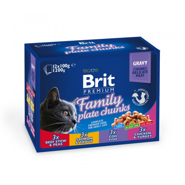 BRIT Premium влажный для кошек 12*100г Семейная тарелка