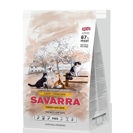 SAVARRA Light для кошек с избыточным весом и стерилизованных индейка/рис 2кг 5649151