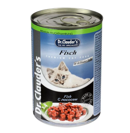 Доктор Клаудер консервы для кошек 415г Рыба/лосось в соусе