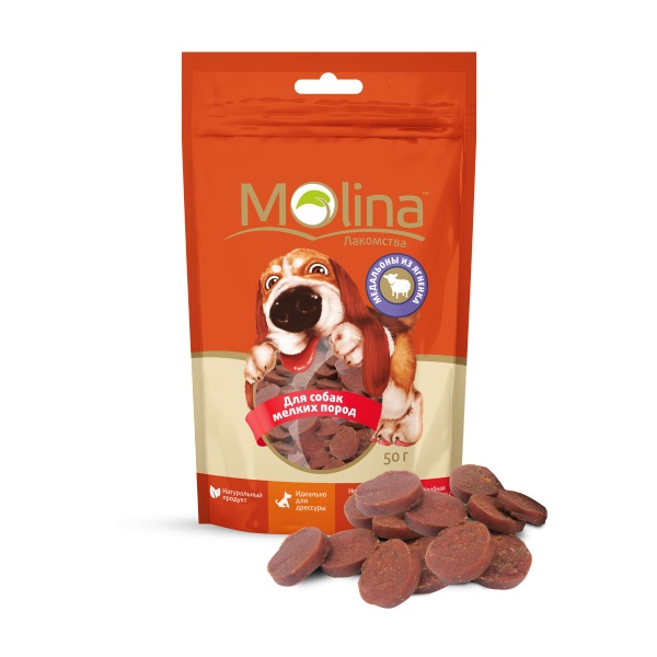 MOLINA Лакомство для собак мелких пород Медальоны из ягненка, 50 г
