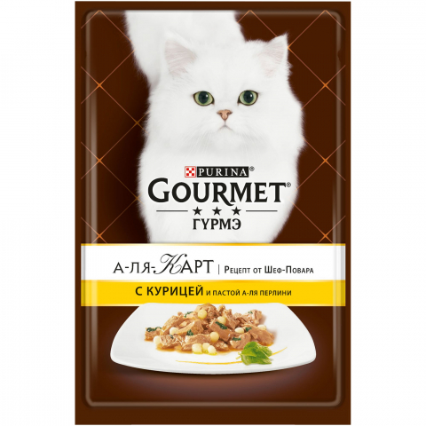 Влажный корм Gourmet A la Carte для кошек с курицей и пастой à la Perline и шпинатом, Пауч, 85 г