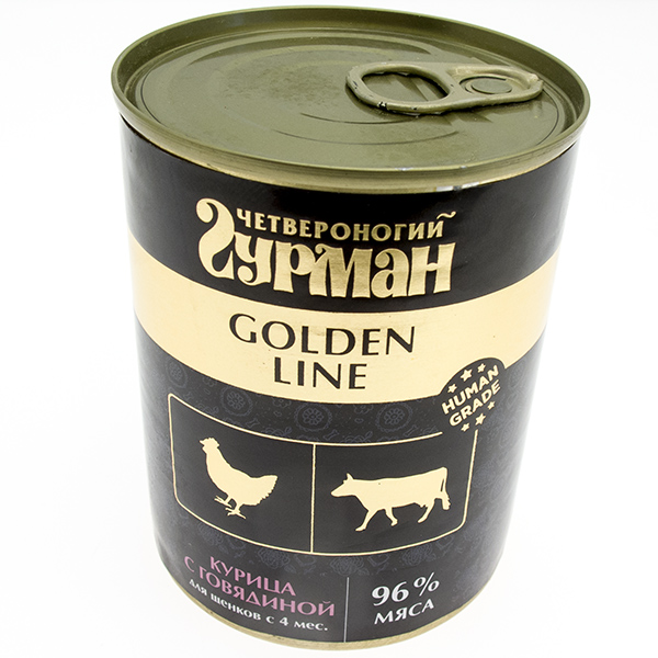 Четвероногий Гурман Корм консервированный для собак Golden курица с говядиной в желе, 340 г