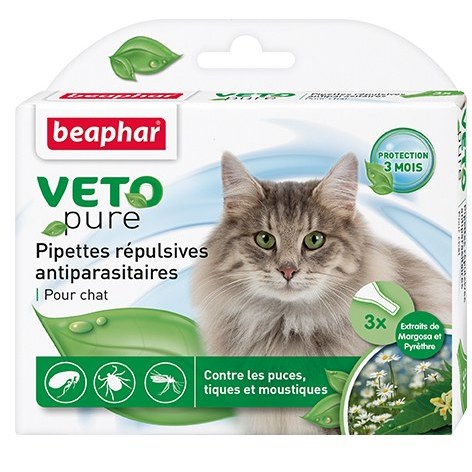 Беафар Биокапли VETO pure от паразитов для кошек  3 пипетки купить в Новосибирске на сайте зоомагазина Два друга