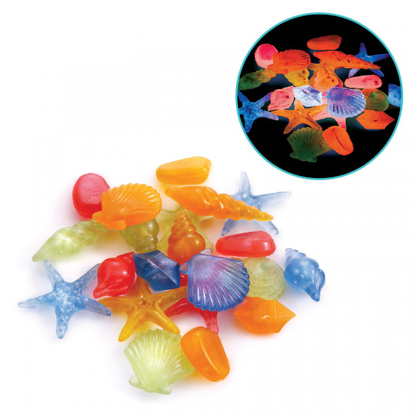 Ракушки светящиеся пластиковые, разноцветные (сетка 100шт)