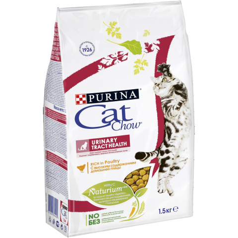 Сухой корм Cat Chow для взрослых кошек обеспечивает здоровье мочевыводящих путей, Пакет, 1,5 кг