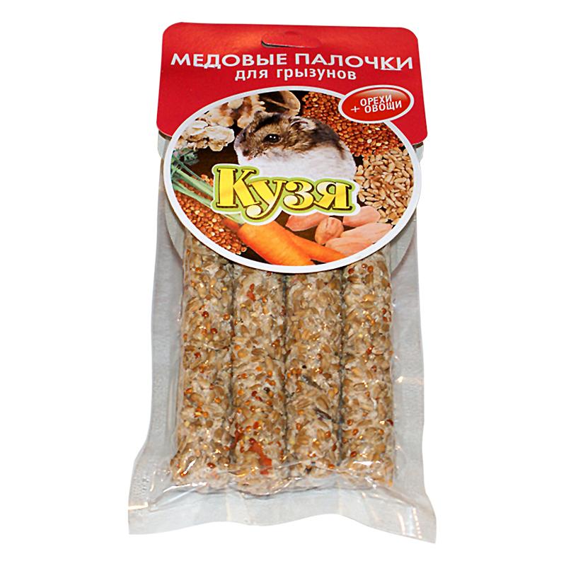 КУЗЯ палочки для грызунов Орех+Овощи (4 шт)