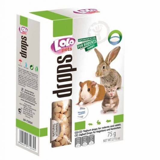LoLo Pets дропсы для грызунов и кроликов 75г йогуртовые