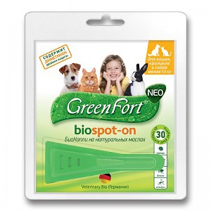 ГринФорт BIOSPOT-ON Капли для кошек,кроликов,собак до 10кг G-201