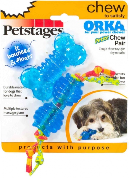 Petstages набор из двух игрушек для собак мелких пород "ОРКА косточка + гантеля" 7 см ультра-мини