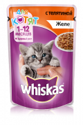 Whiskas пауч для котят желе телятина 85г для кошек и котят купить в Новосибирске на сайте зоомагазина Два друга