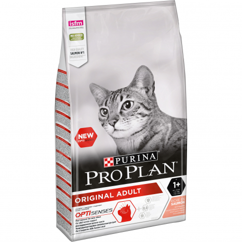 Сухой корм Purina Pro Plan для взрослых кошек от 1 года, с лососем, Пакет, 10 кг
