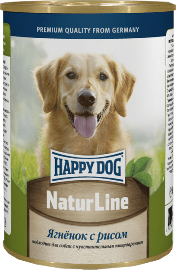 Влажный корм Happy Dog Natur Line для собак любых пород ягненок с рисом 410гр