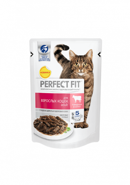 Perfect Fit пауч для взрослых кошек с говядиной 85г