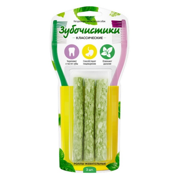 Деревенские лакомства Зубочистики Роллы жевательные 3шт 85г