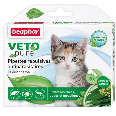 Беафар Биокапли VETO pure от паразитов для котят  3 пипетки купить в Новосибирске на сайте зоомагазина Два друга
