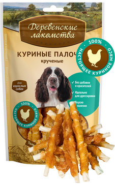 Деревенские лакомства для собак Куриные палочки крученые 90г