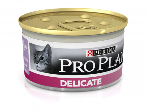 Влажный корм Pro Plan для кошек с чувствительным пищеварением и привередливых к еде с индейкой, Банка, 85 г